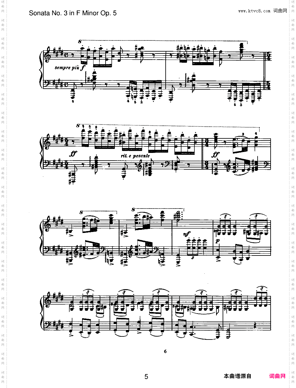 f小调第三钢琴奏鸣曲 Piano Sonata No·3 in f Minor Op·5Brahms op005 Sonata #3 in f版本一