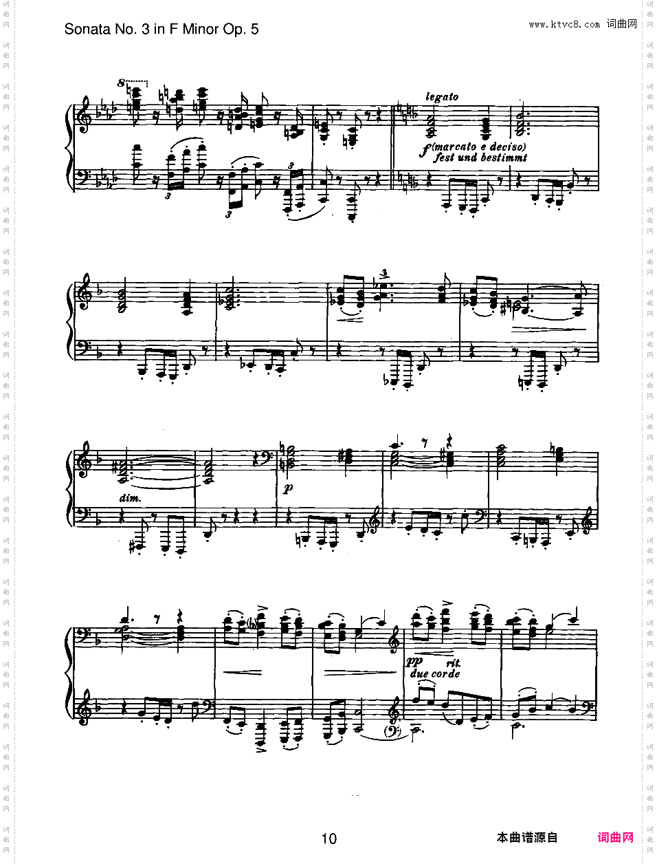 f小调第三钢琴奏鸣曲 Piano Sonata No·3 in f Minor Op·5Brahms op005 Sonata #3 in f版本一