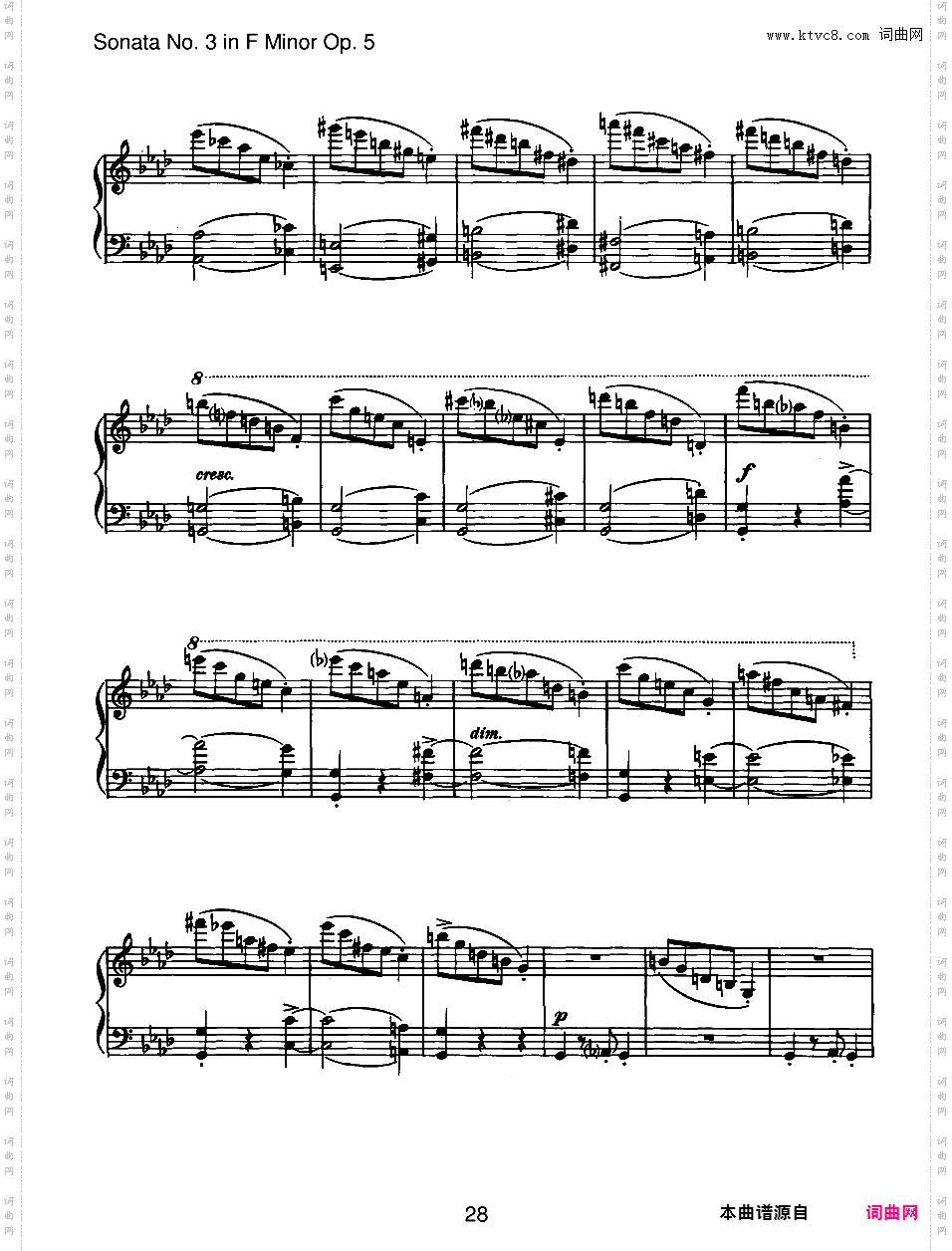 f小调第三钢琴奏鸣曲 Piano Sonata No·3 in f Minor Op·5Brahms op005 Sonata #3 in f版本一