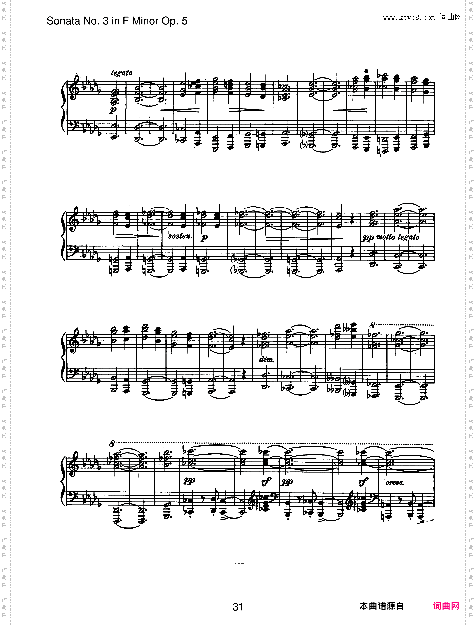 f小调第三钢琴奏鸣曲 Piano Sonata No·3 in f Minor Op·5Brahms op005 Sonata #3 in f版本一