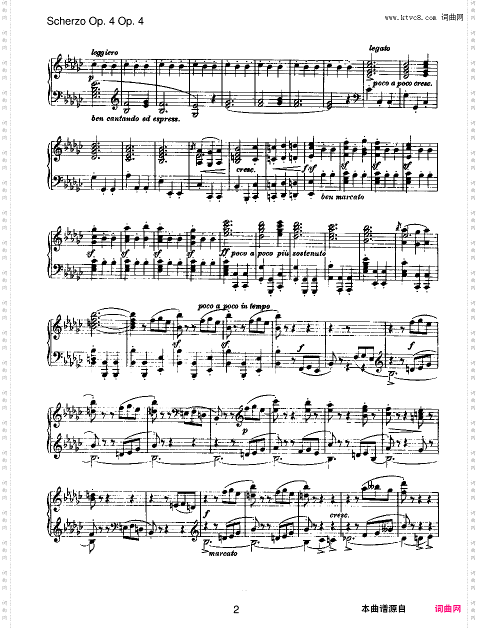 降e小调谐谑曲 Scherzo in e-flat Minor Op·4