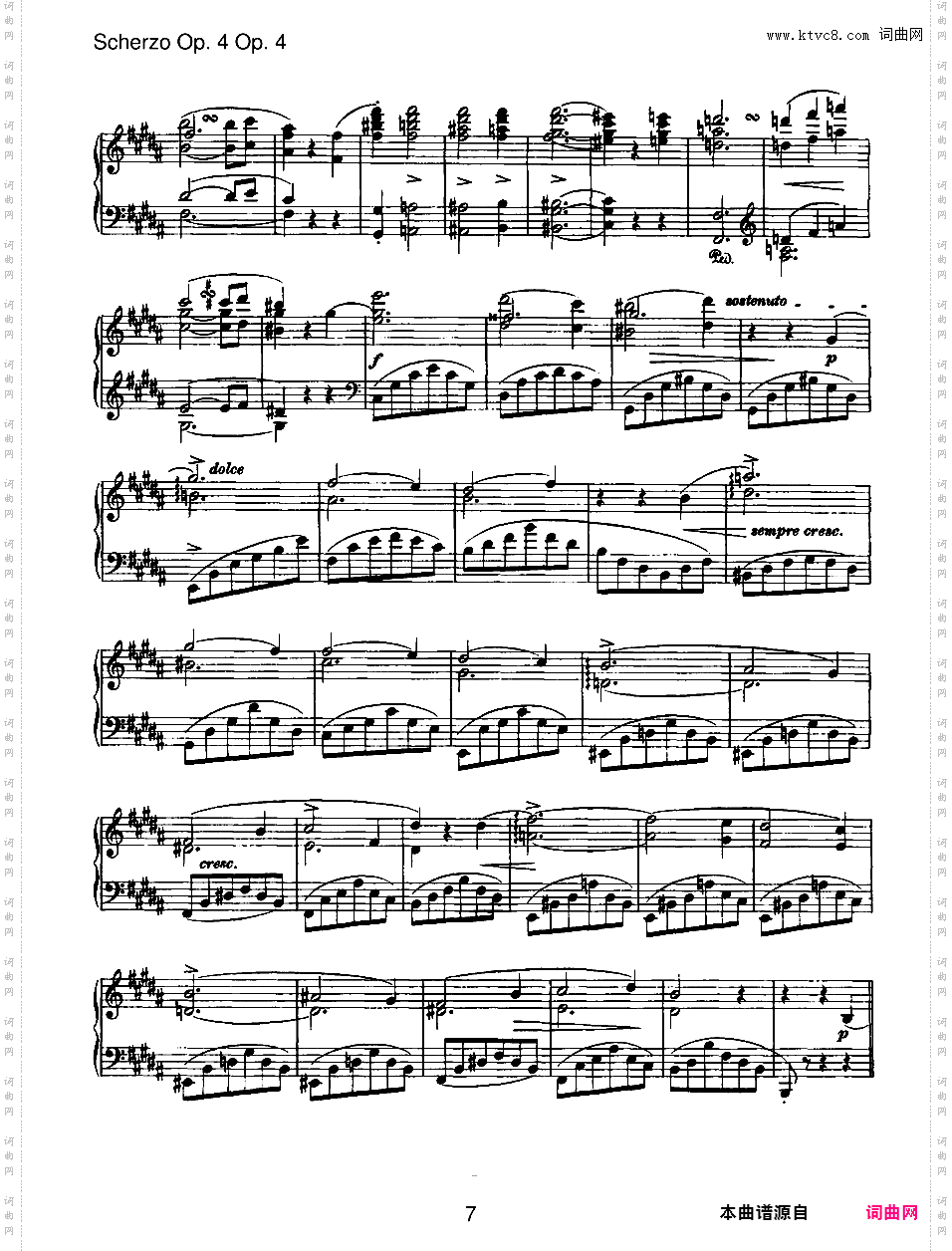 降e小调谐谑曲 Scherzo in e-flat Minor Op·4