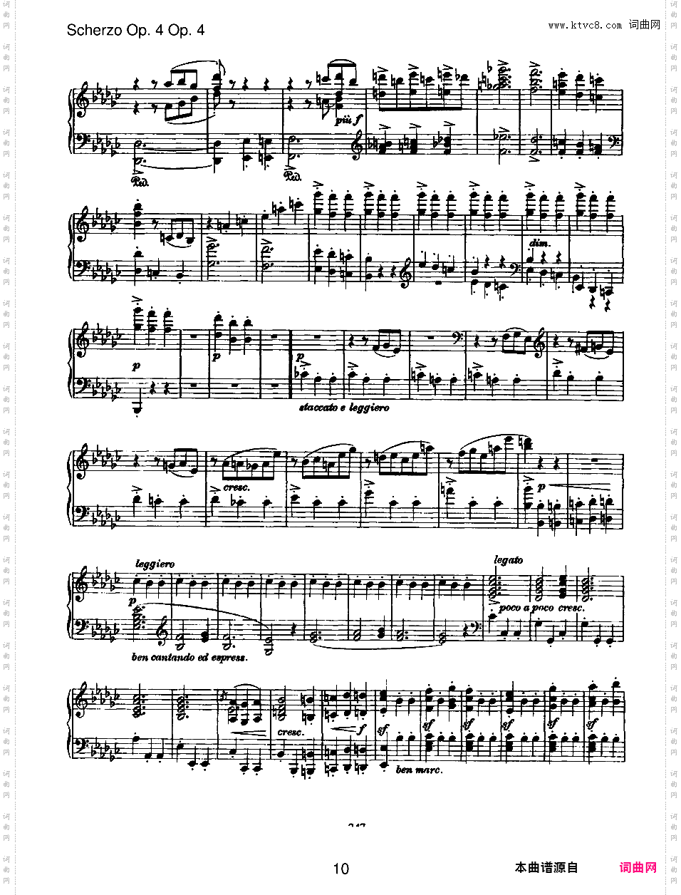 降e小调谐谑曲 Scherzo in e-flat Minor Op·4