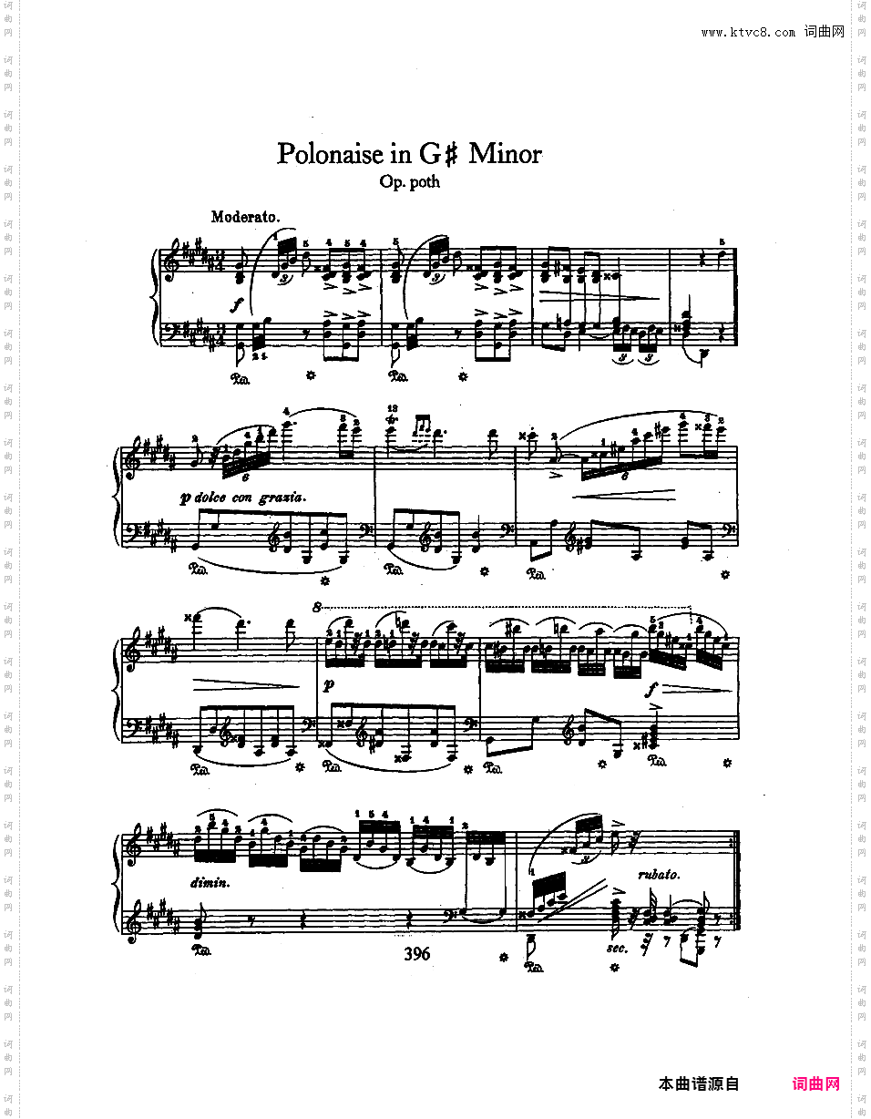 波兰舞曲集无编号Op·posthChopin op·post Polonaise in g#
