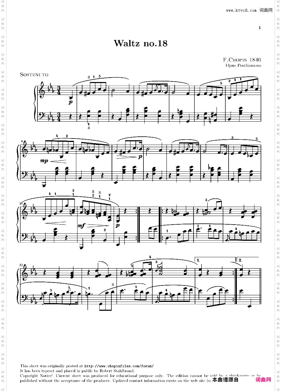 圆舞曲集无编号Op·posthChopin 1829 op·post Waltz in Eb