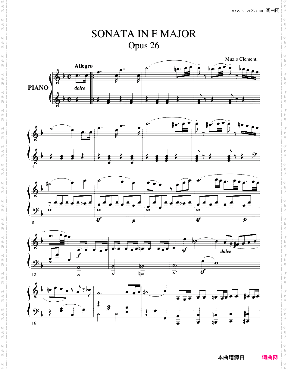 奏鸣曲集Clementi op26 Sonata in F