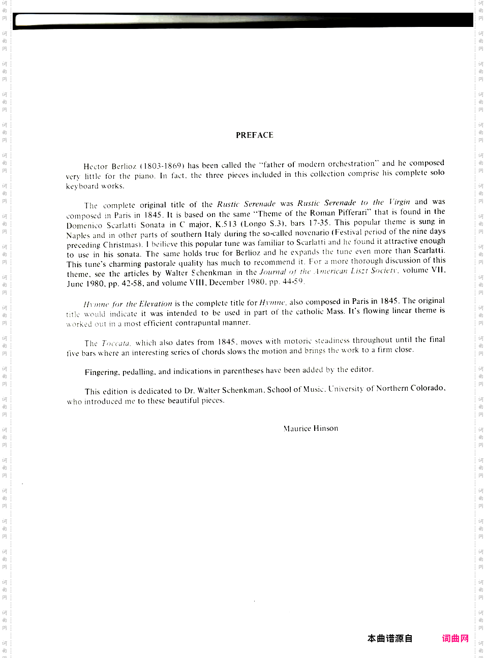 柏辽兹一生仅有的三首钢琴作品:乡村小夜曲,庄严的颂歌,托卡塔