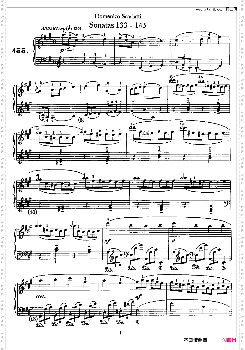 500首钢琴奏鸣曲共33册Scarlatti Sonatas 133-145