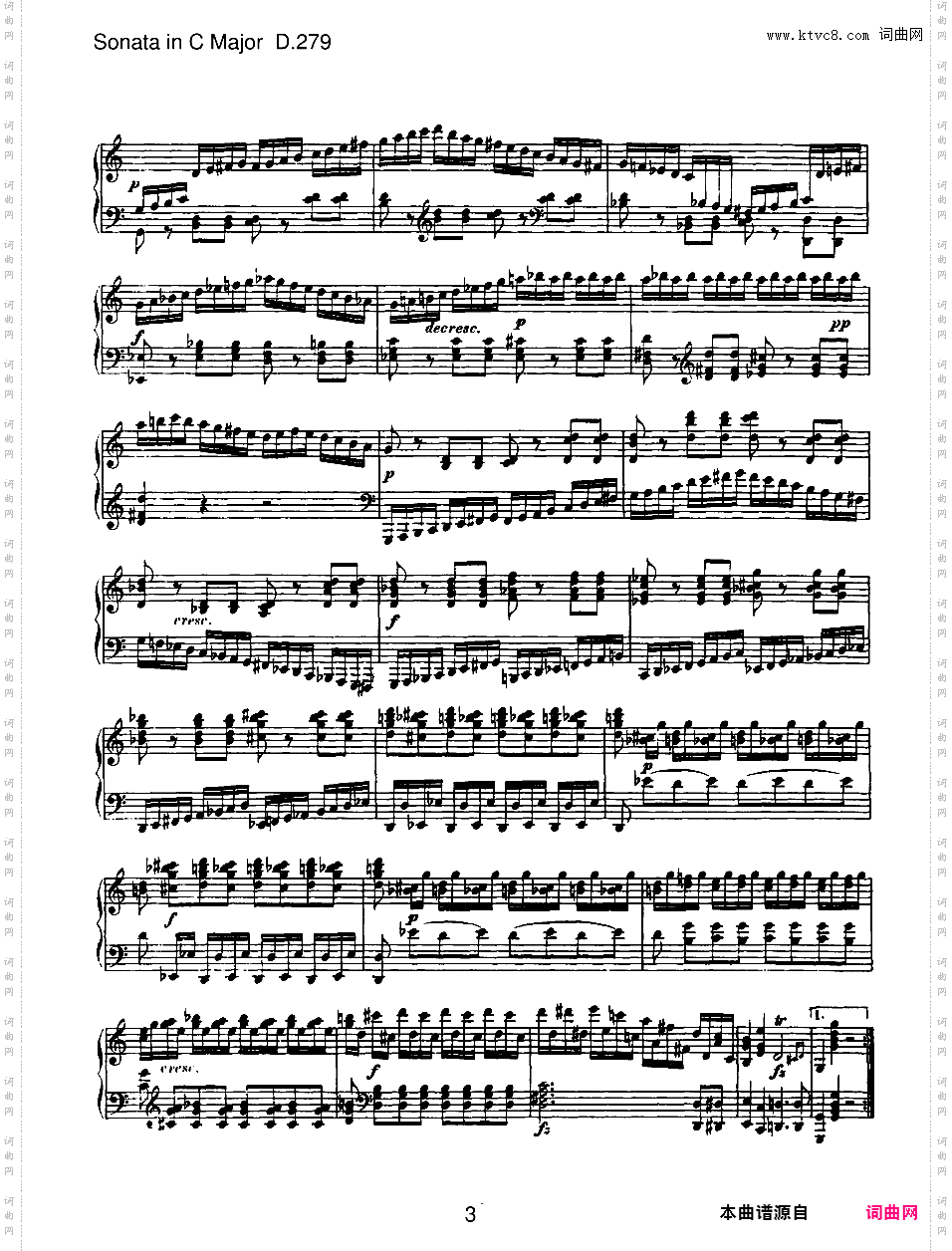 C大调第二钢琴奏鸣曲 Piano Sonata No·2 in C Major D·279