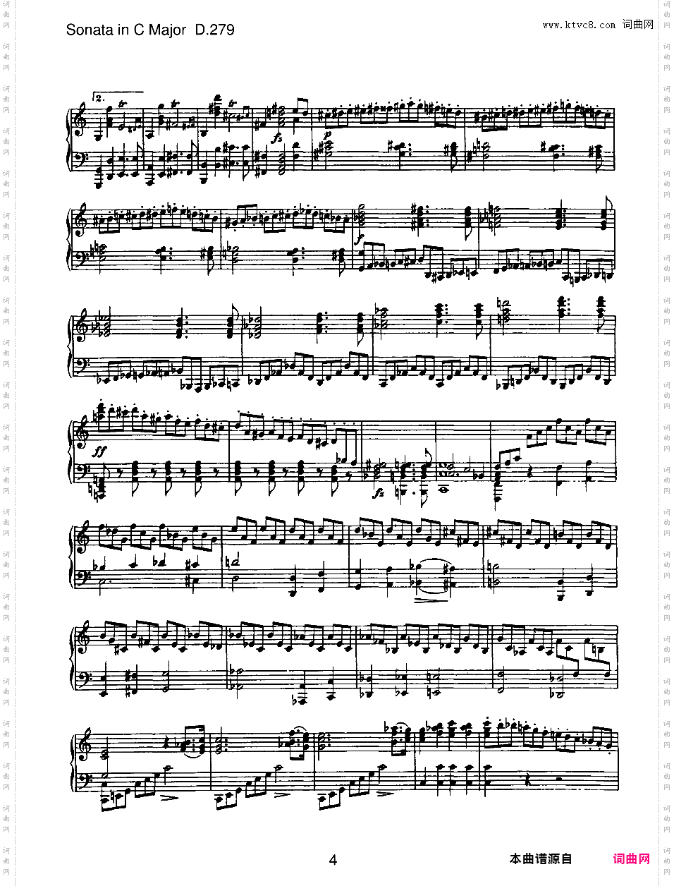 C大调第二钢琴奏鸣曲 Piano Sonata No·2 in C Major D·279