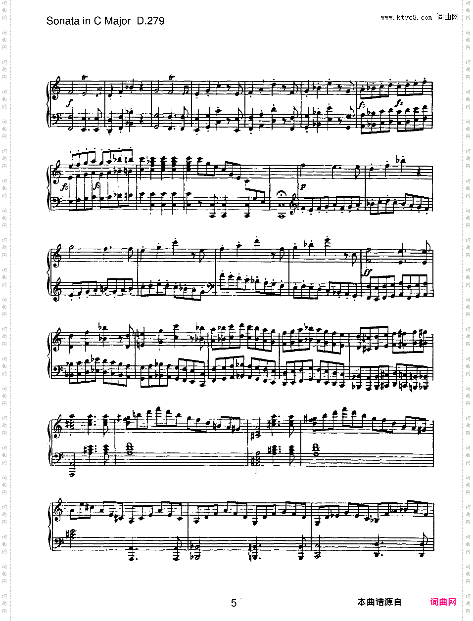 C大调第二钢琴奏鸣曲 Piano Sonata No·2 in C Major D·279