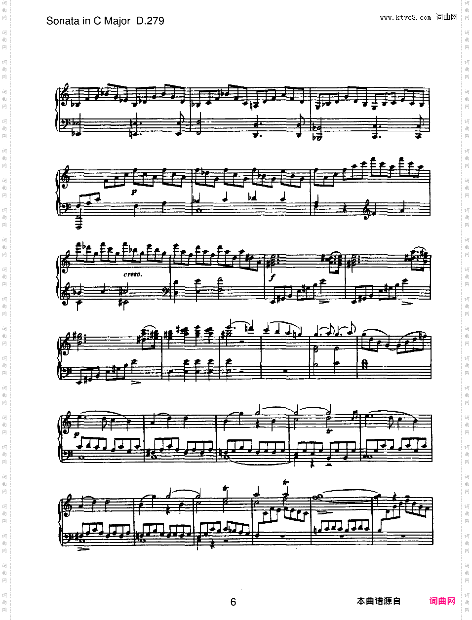 C大调第二钢琴奏鸣曲 Piano Sonata No·2 in C Major D·279