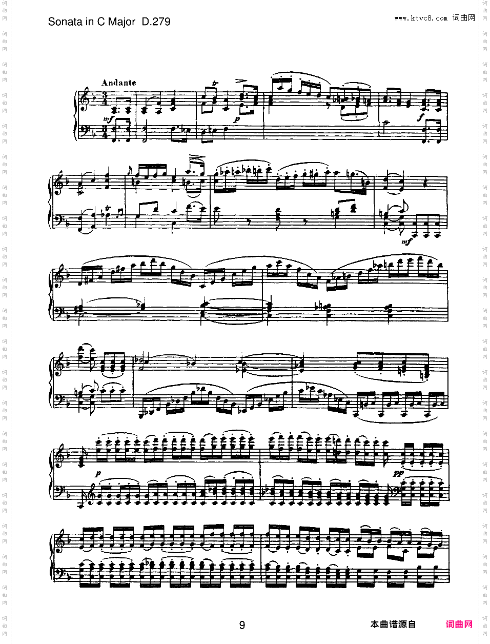C大调第二钢琴奏鸣曲 Piano Sonata No·2 in C Major D·279