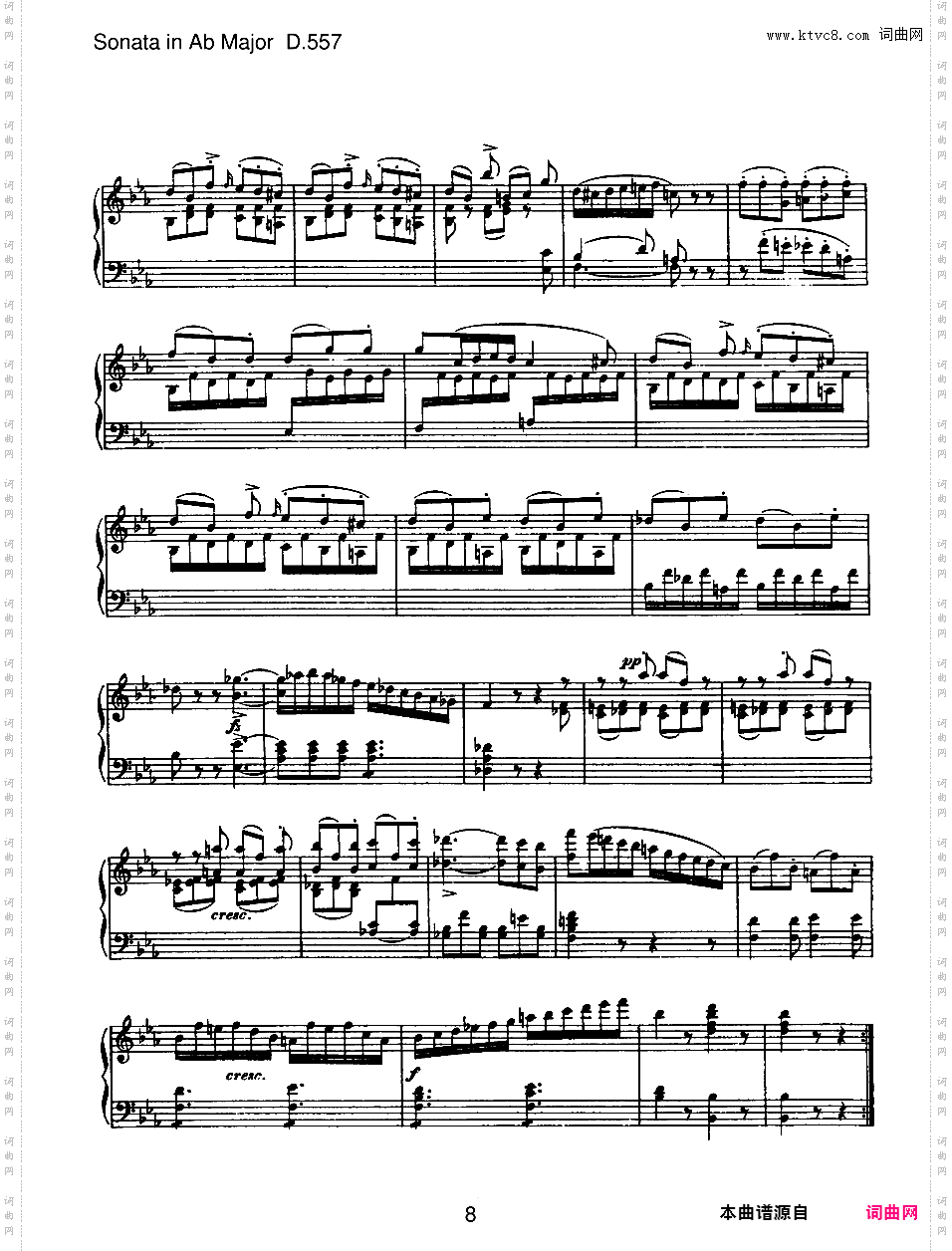 降A大调第五钢琴奏鸣曲 Piano Sonata No·5 in A-flat Major D·557