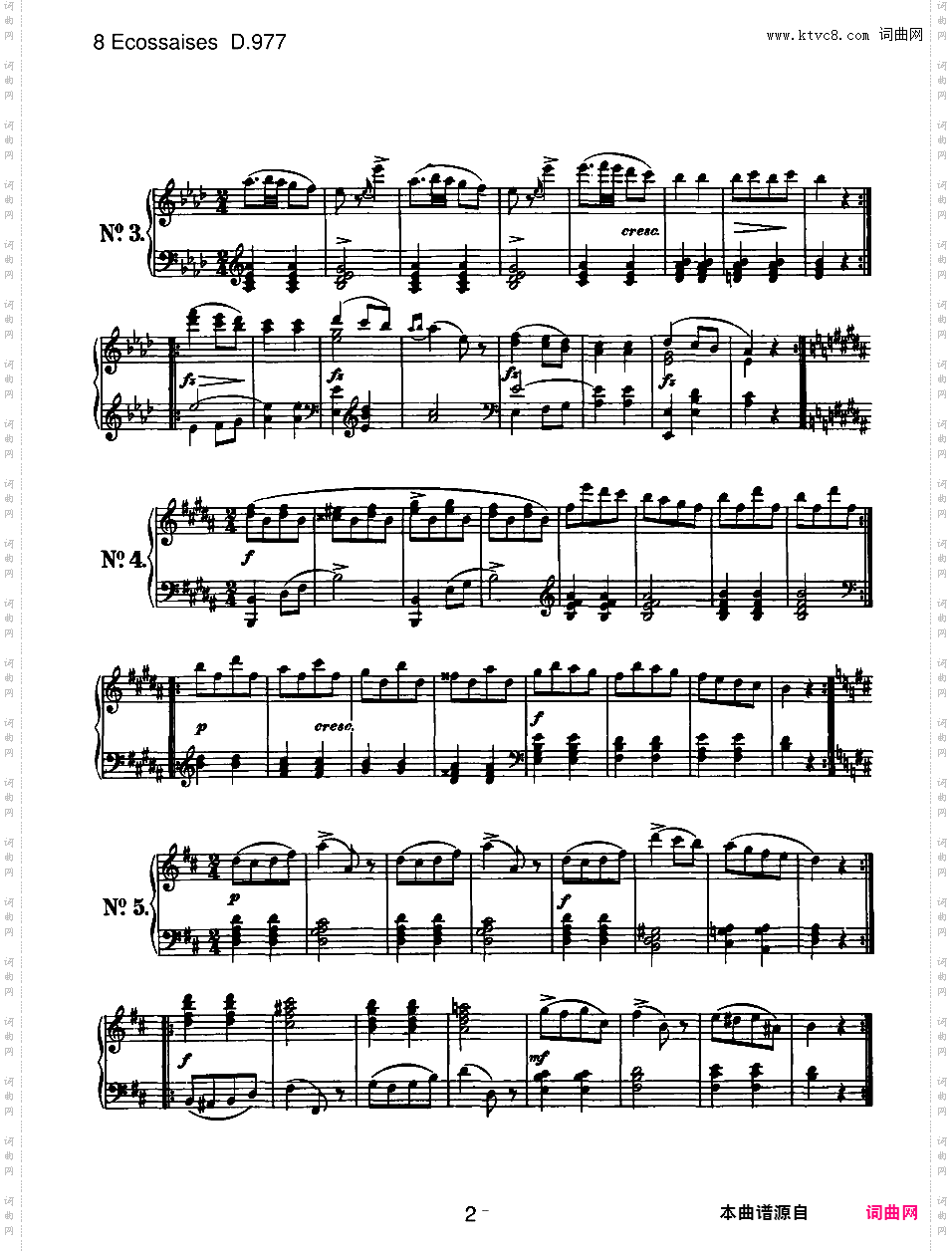 8首埃科塞斯舞曲 Eight Ecossaises D·977