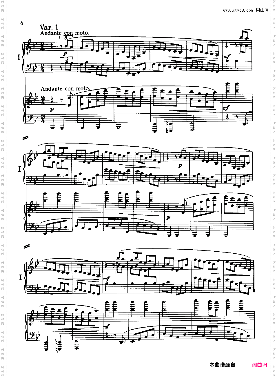 海顿主题变奏曲“圣·安东尼变奏曲”Op·56b - 双钢琴