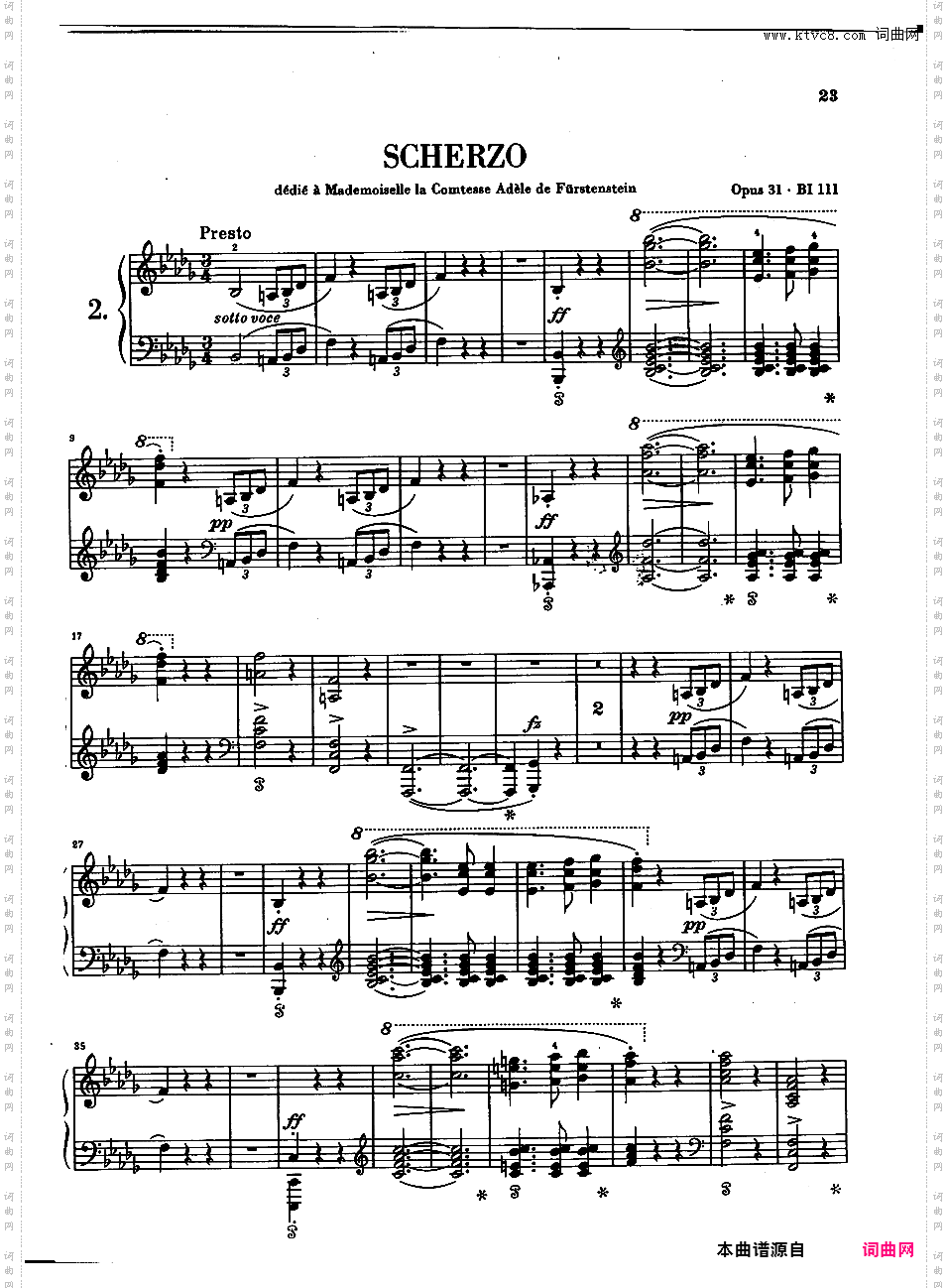 降b小调第二谐谑曲 Op·31Chopin op31 Scherzo in bb Henle版本二
