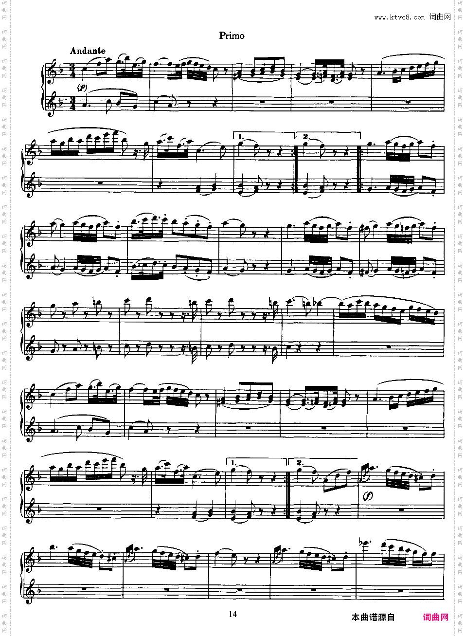 C大调双钢琴奏鸣曲 Sonata for Piano Duet in C Major K·521