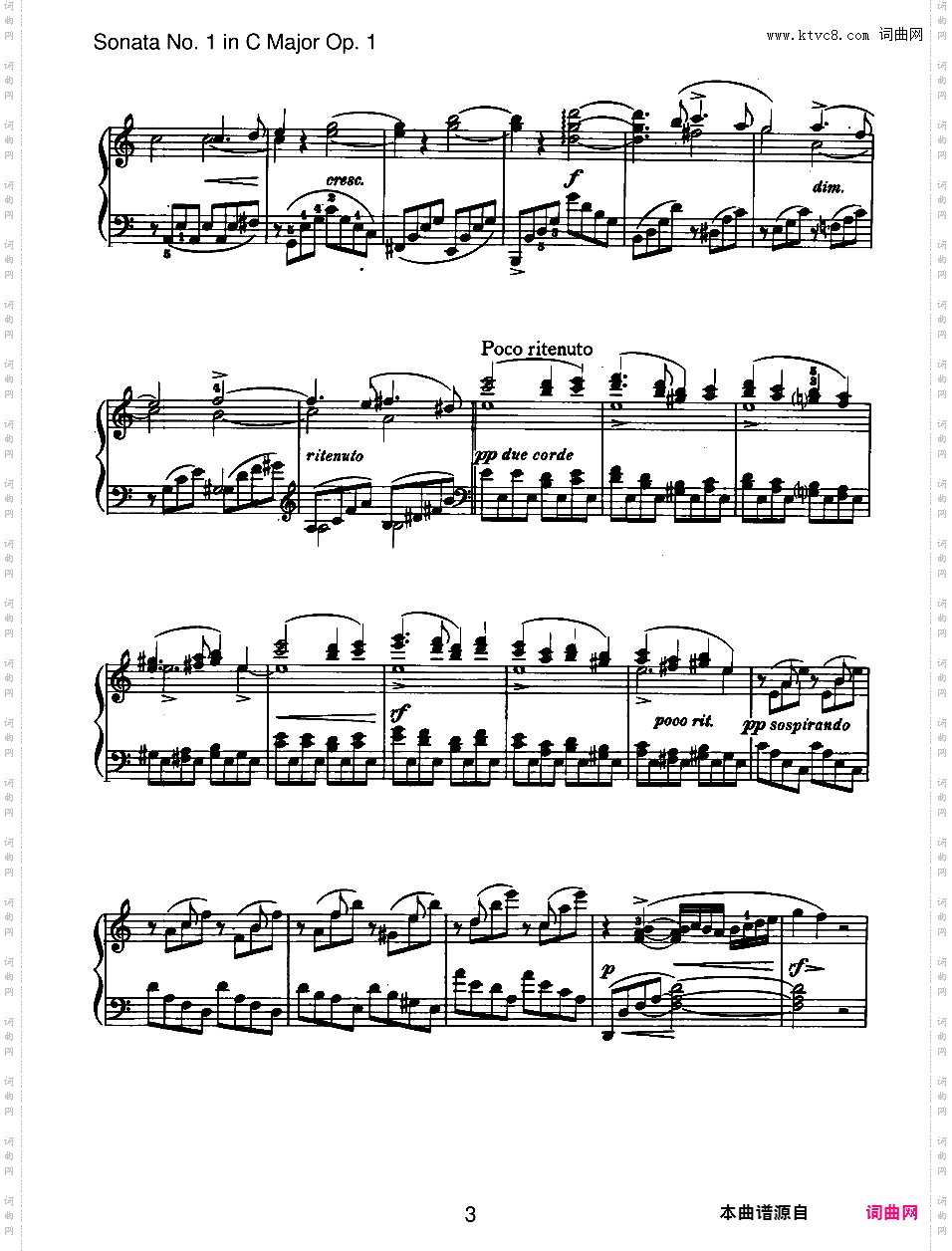 C大调第一钢琴奏鸣曲 Piano Sonata No·1 in C Major Op·1