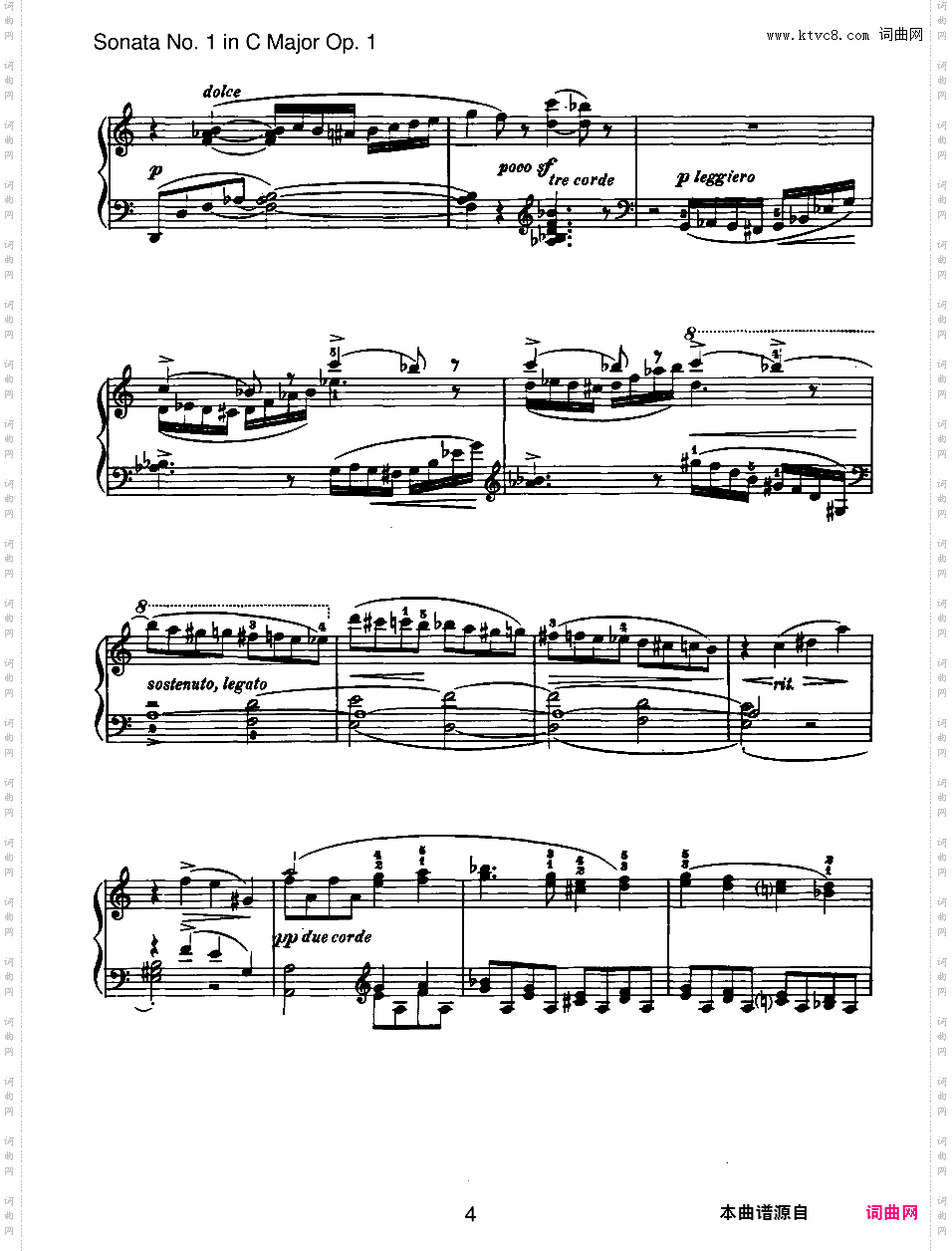 C大调第一钢琴奏鸣曲 Piano Sonata No·1 in C Major Op·1