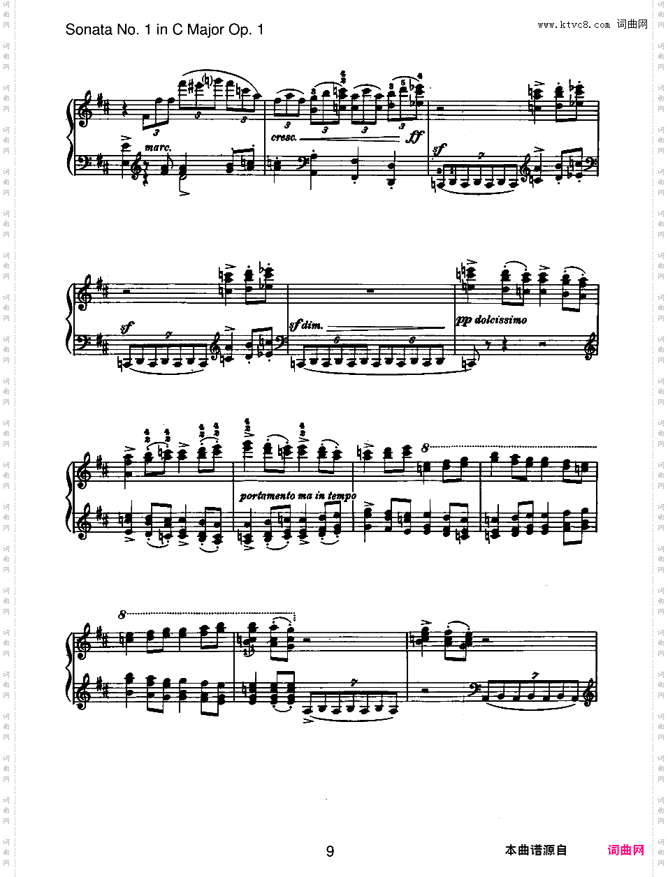 C大调第一钢琴奏鸣曲 Piano Sonata No·1 in C Major Op·1