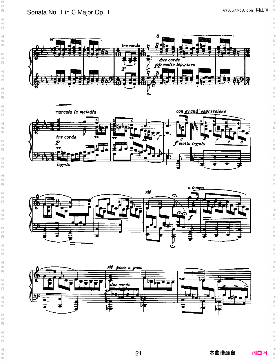 C大调第一钢琴奏鸣曲 Piano Sonata No·1 in C Major Op·1