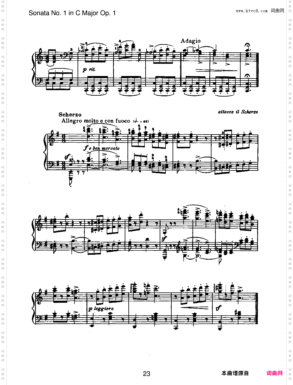 C大调第一钢琴奏鸣曲 Piano Sonata No·1 in C Major Op·1