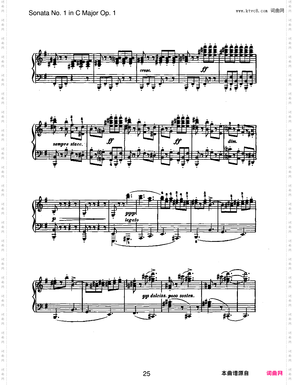 C大调第一钢琴奏鸣曲 Piano Sonata No·1 in C Major Op·1