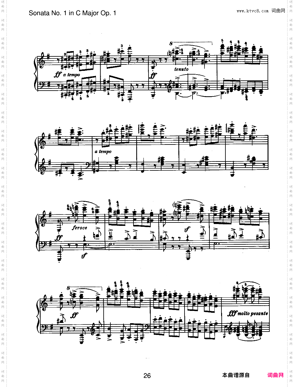 C大调第一钢琴奏鸣曲 Piano Sonata No·1 in C Major Op·1