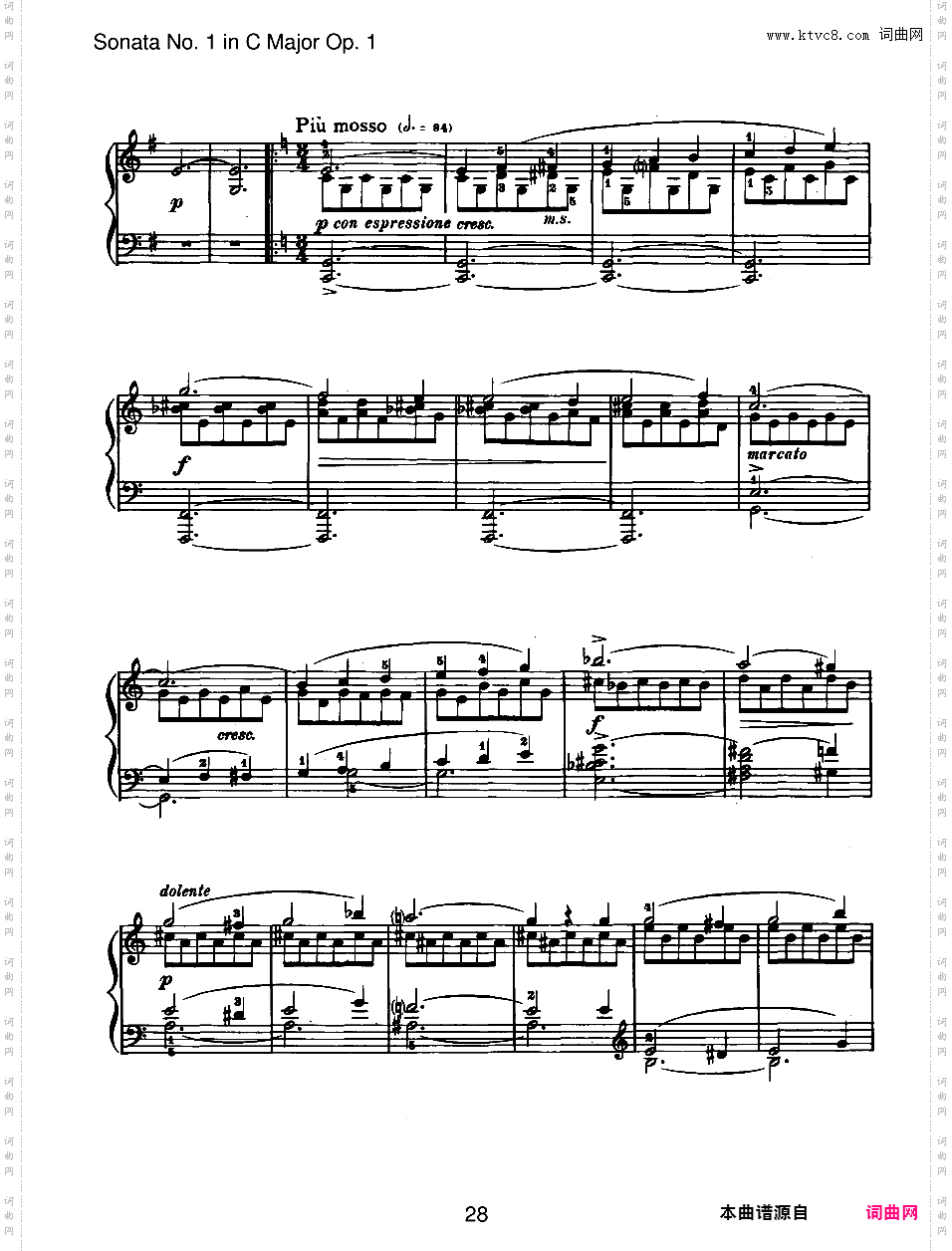 C大调第一钢琴奏鸣曲 Piano Sonata No·1 in C Major Op·1
