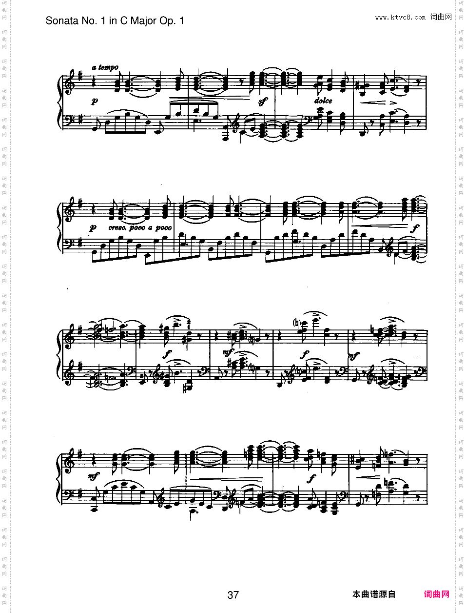 C大调第一钢琴奏鸣曲 Piano Sonata No·1 in C Major Op·1