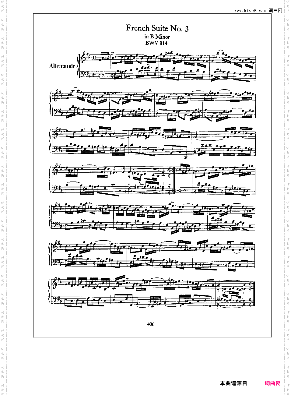 法国组曲 French Suites BWV 812-817French Suite No 3 in b, BWV 814