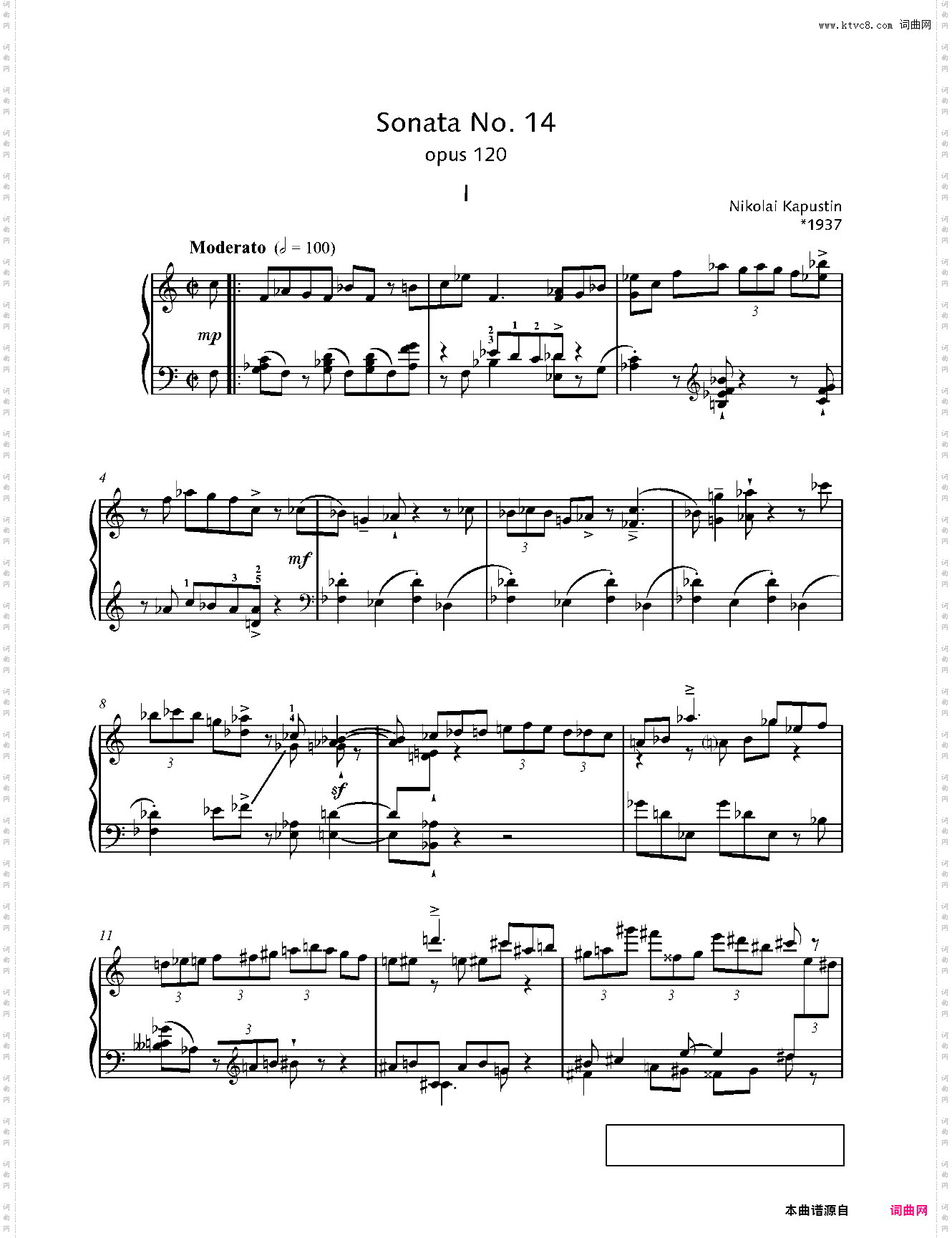 爵士奏鸣曲 No· 14 Op·120 第一乐章