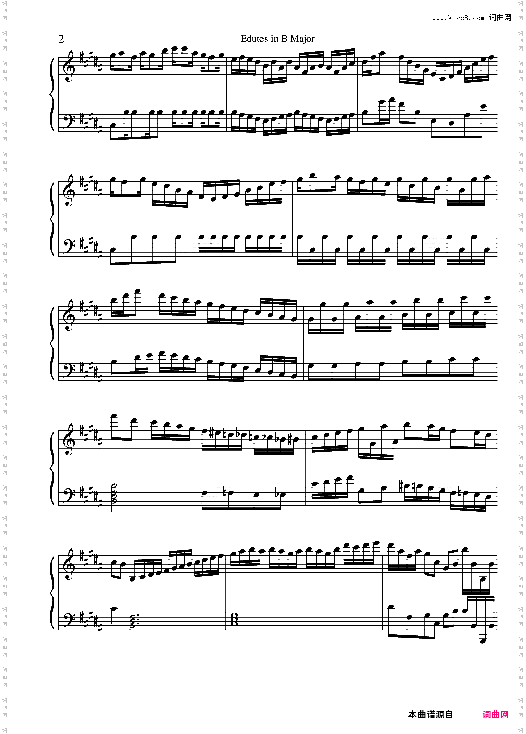 B大调综合练习曲
