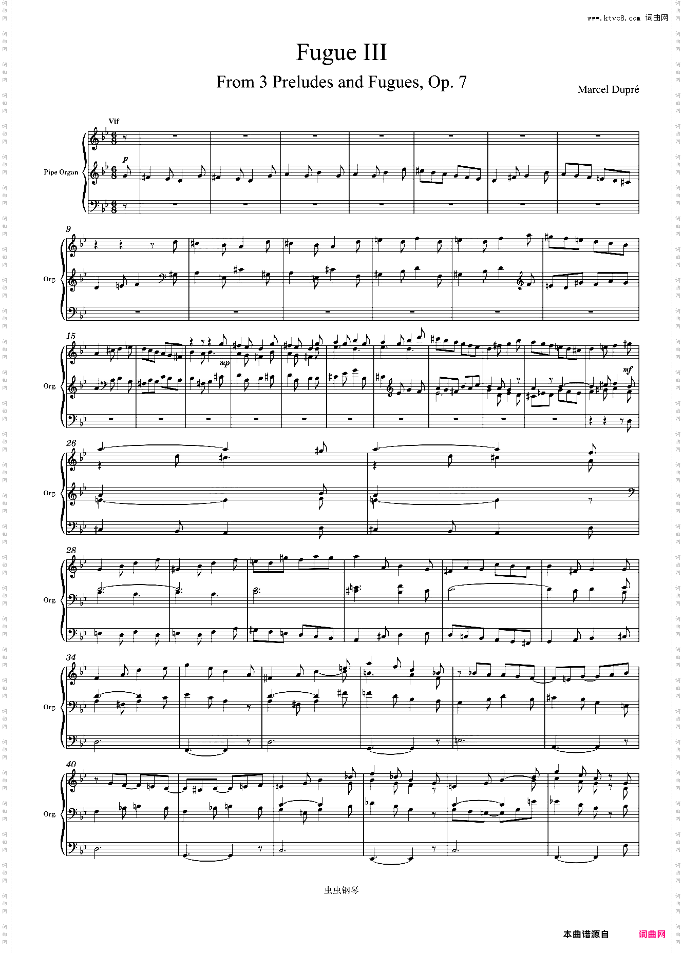 Marcel Dupré Fugue III from 3 Preludes and Fugues, Op· 7