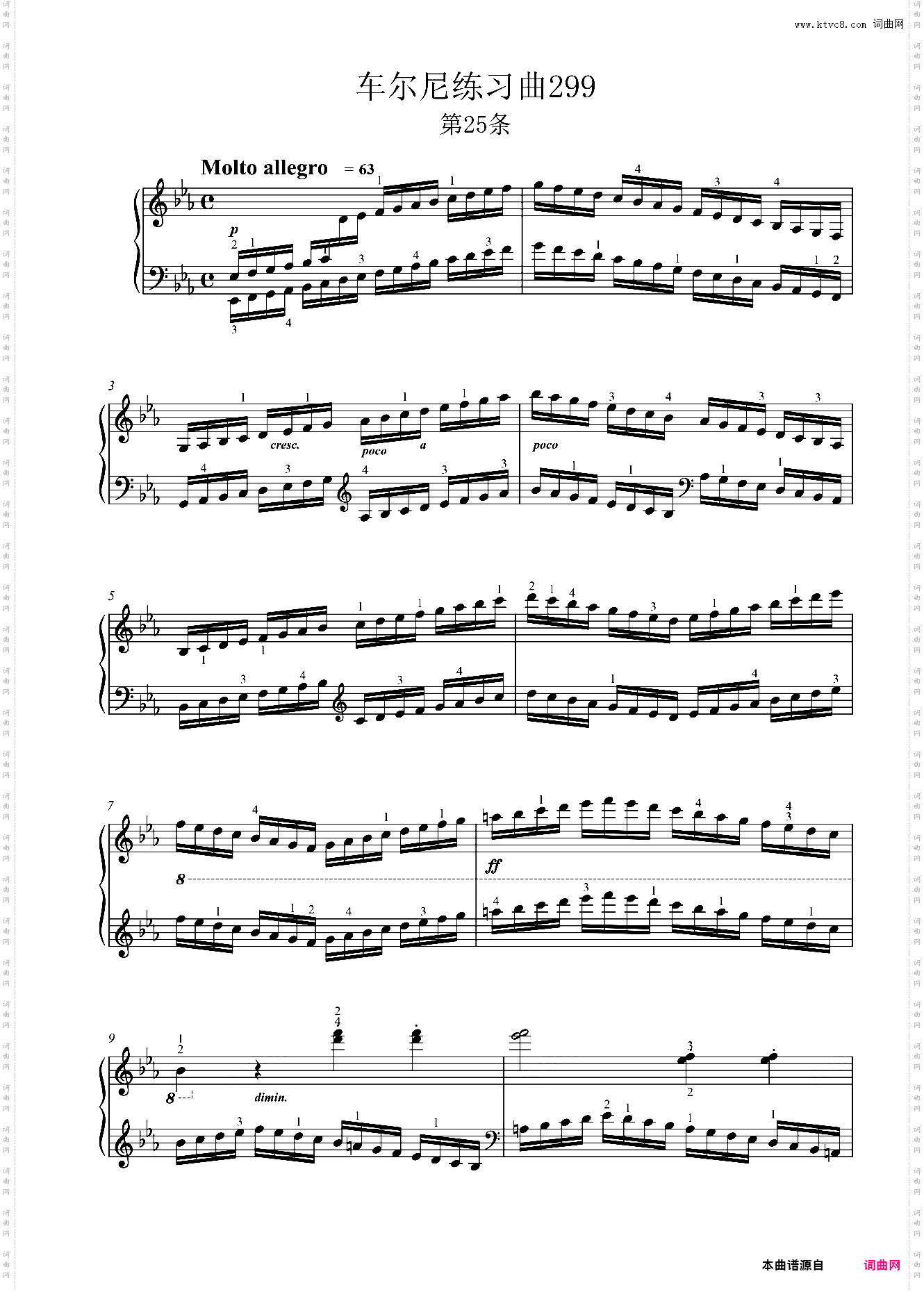车尔尼299，No25