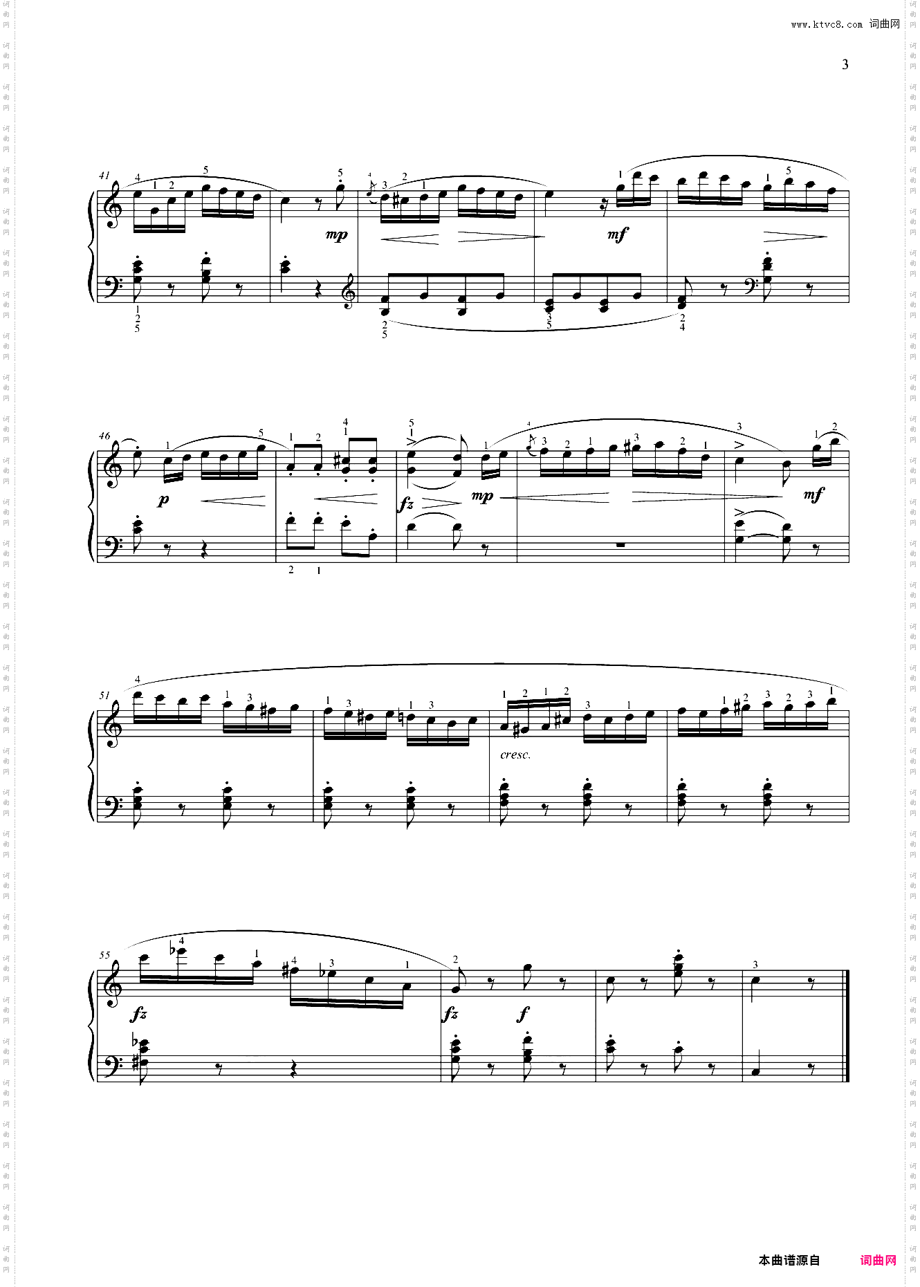 第四级 C大调小奏鸣曲作品20之3第一乐章