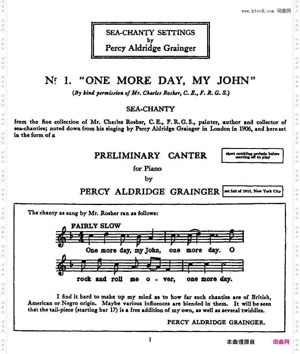 One More Day, My John