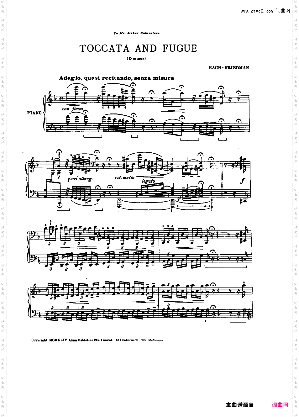 Friedman 改编曲集Bach-Friedman Toccata