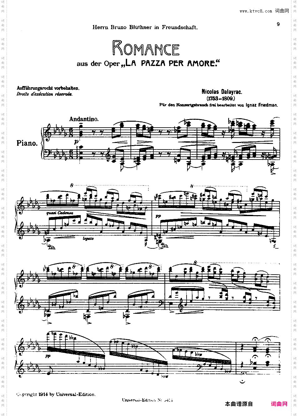 Friedman 改编曲集Dalayrac-Friedman Romance