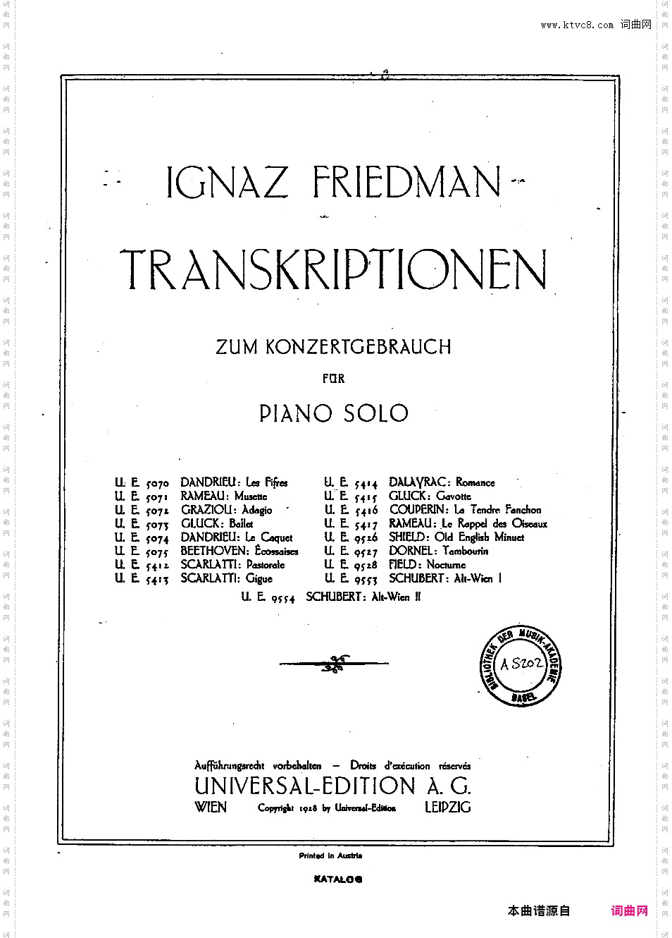 Friedman 改编曲集Schubert-Friedman Alt Wien