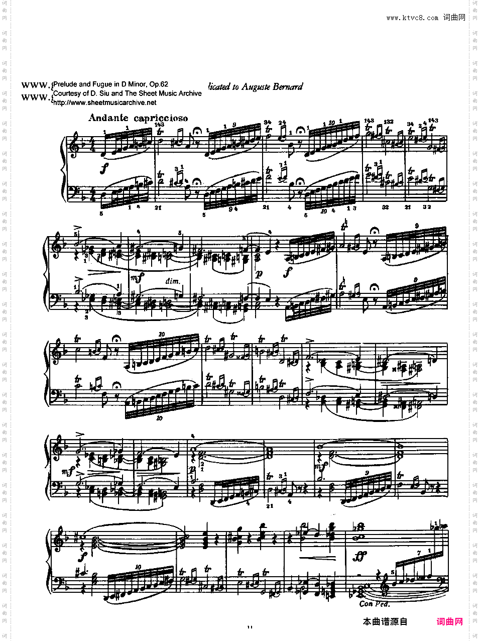 d小调前奏曲与赋格 Prelude and Fugue in d Minor Op·62