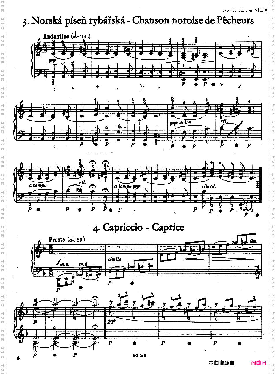 纪念册的一页 Feuillets d'Album Op·2