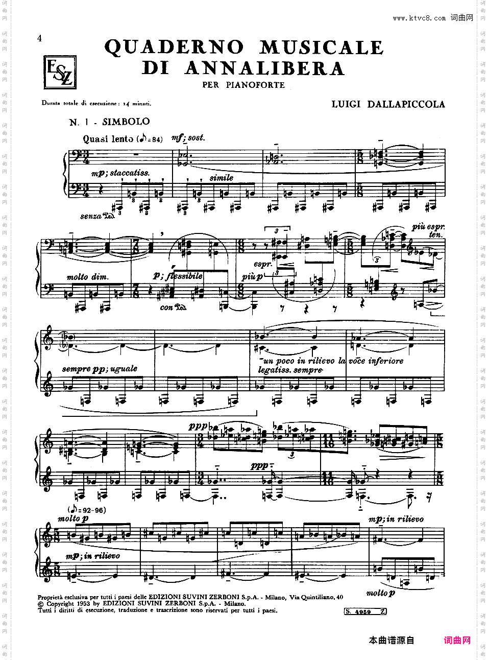 安娜莉贝拉的音乐手册 Quaderno Musicale di Annalibera