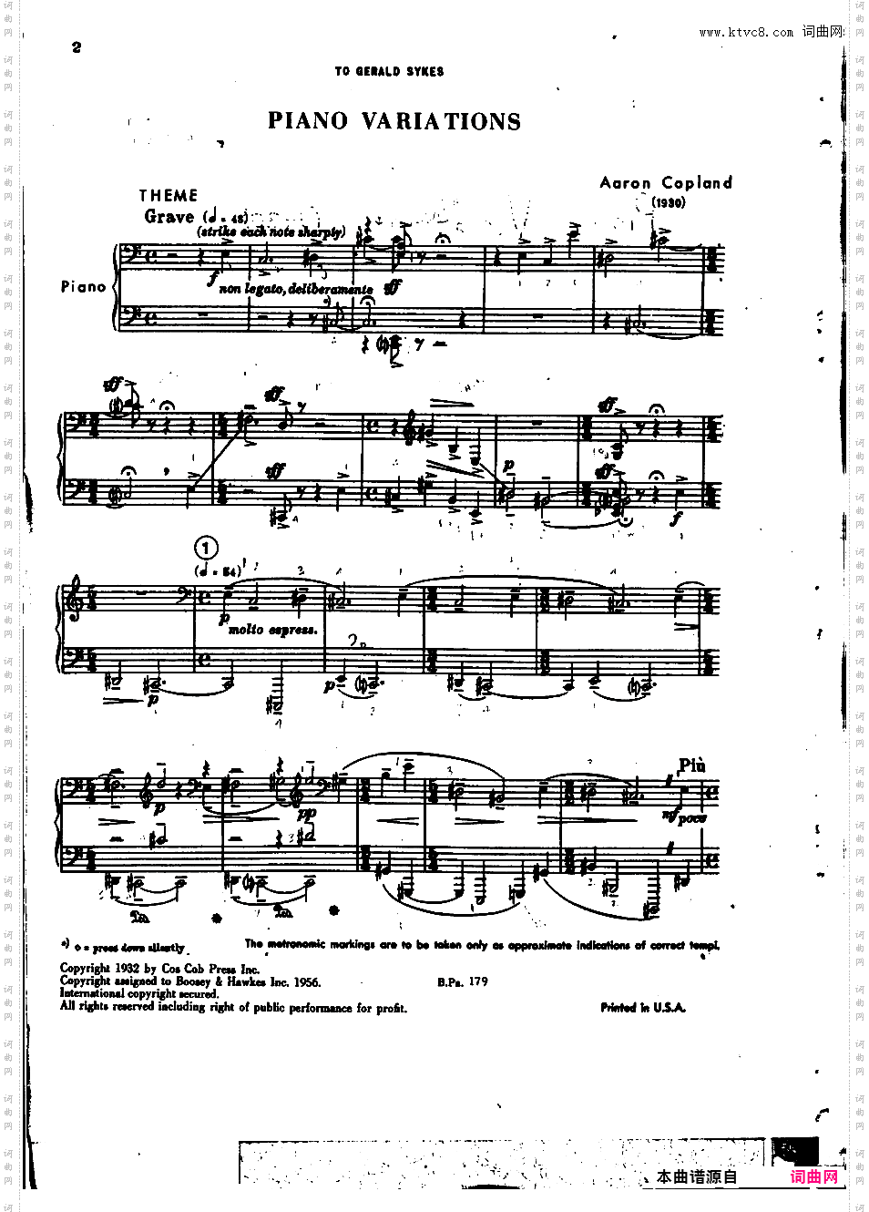 钢琴变奏曲 Piano Variations