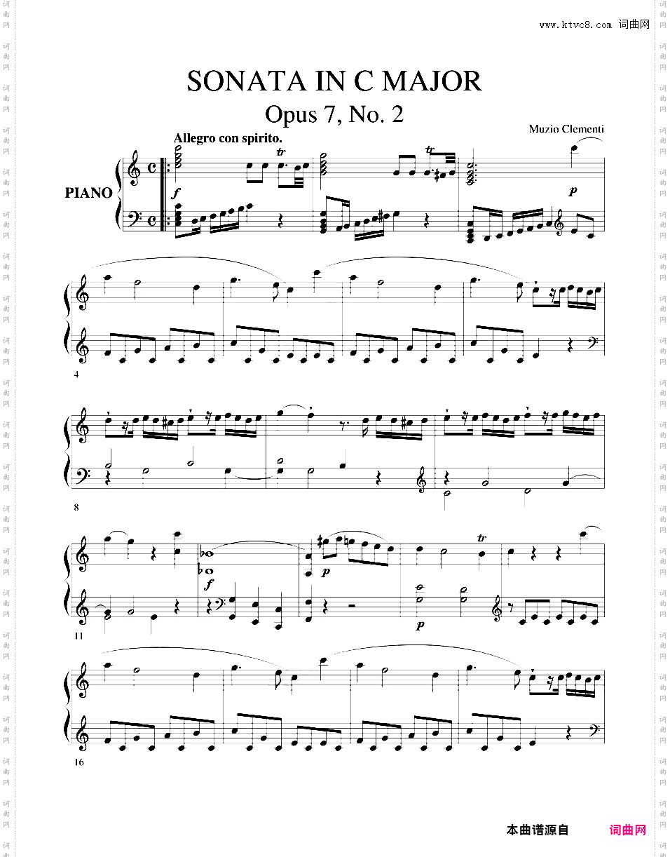 奏鸣曲集Clementi op07n2 Sonata in C