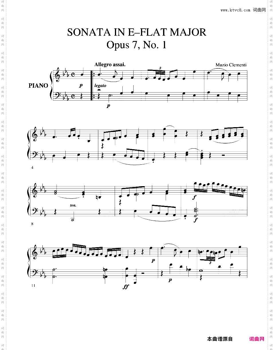 奏鸣曲集Clementi op07n1 Sonata in Eb