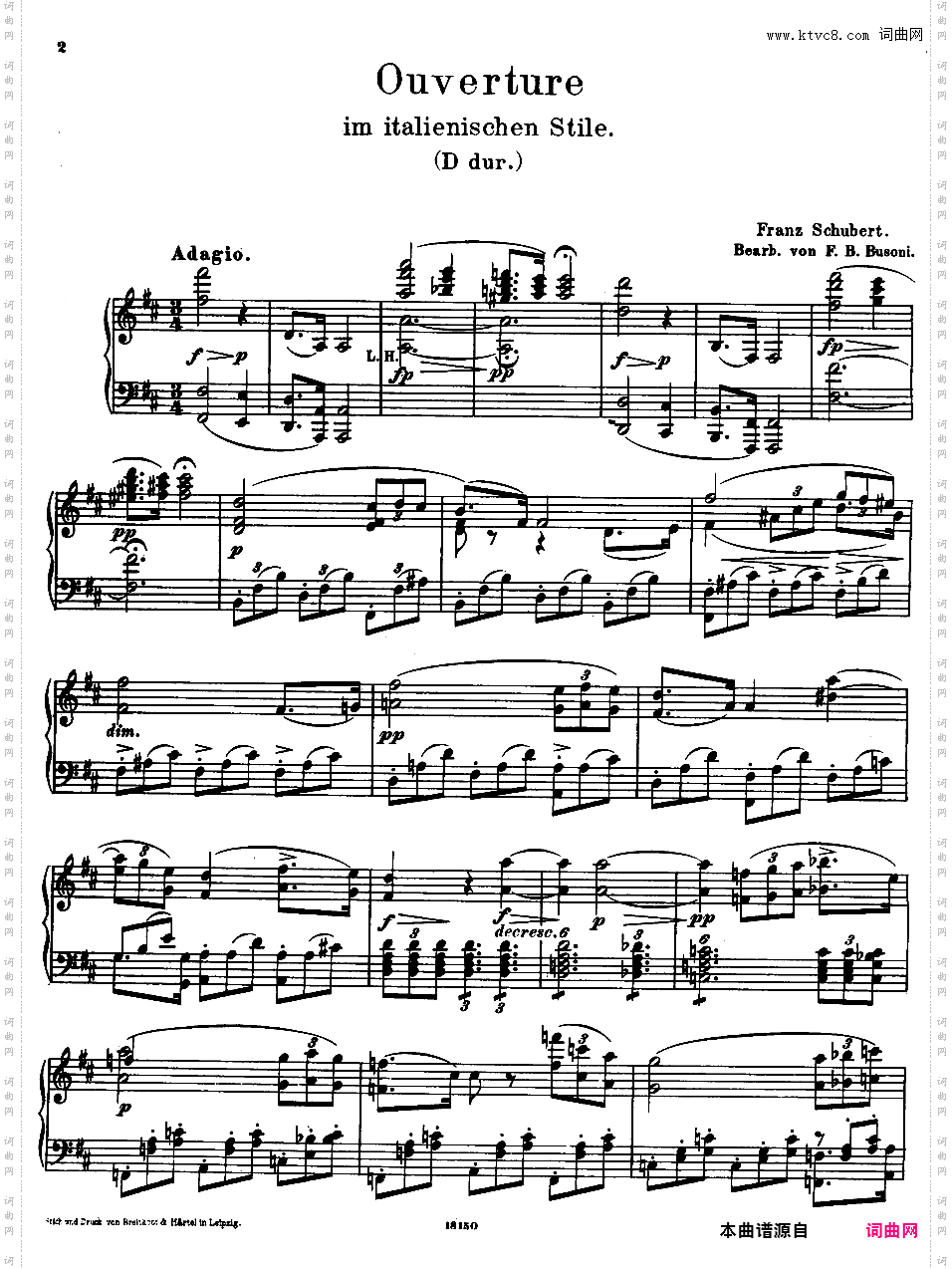 ------改编瓦格纳 肖邦 舒伯特 门德尔松 普契尼 勃拉姆斯 贝多芬 作品------Schubert-Busoni ouverture im italienischen stile