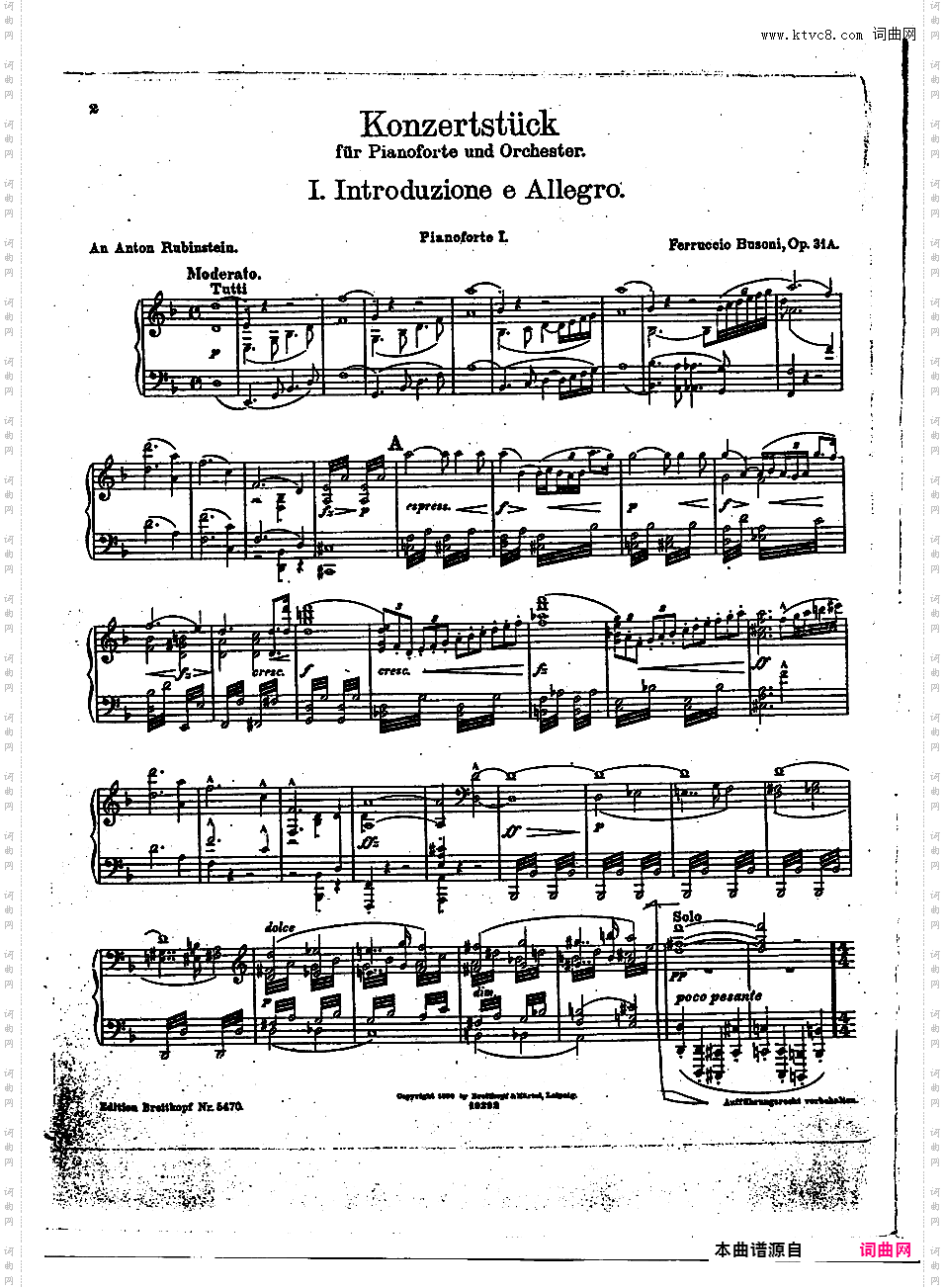 Busoni op31a Konzertstu?ck fu?r Piano und Orchesterop31a