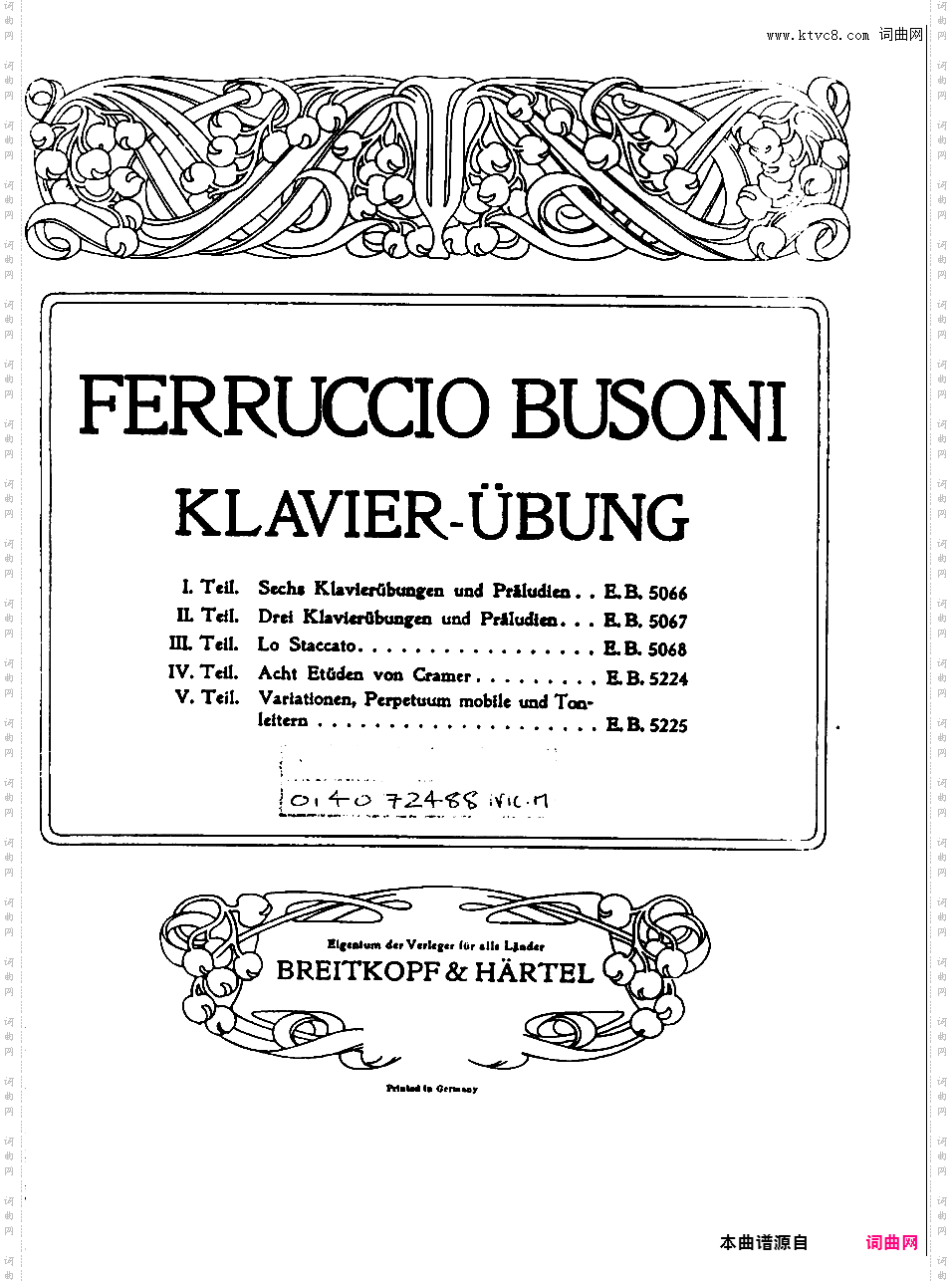 Busoni Klavieru?bung book 四集Busoni Klavieru?bung book 3 — Lo Staccato
